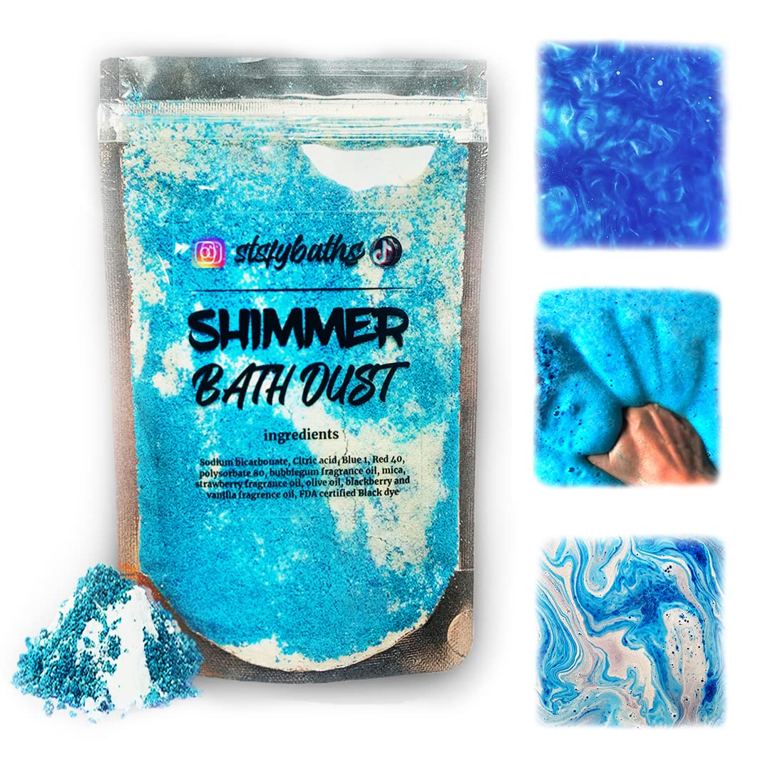 Blue Bubblegum Shimmer Bath Bomb in A Bag - Handmade Scented Bath Bombs for Women,Kids and Men - Bulk Bathbomb Fizzies Perfect for Boys and Girls All Ages (Small, Blue)