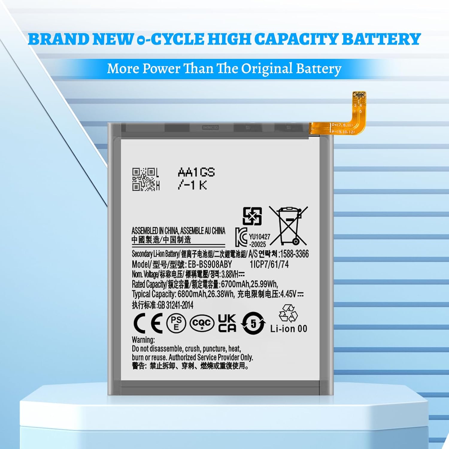 Galaxy S22 Ultra Battery, (2026 New Version) 6800mAh High Capacity Li-Polymer EB-BS908ABY Battery for Galaxy S22 Ultra 5G SM-S908B/U/U1/W/E, with Professional Repair Tool Kit
