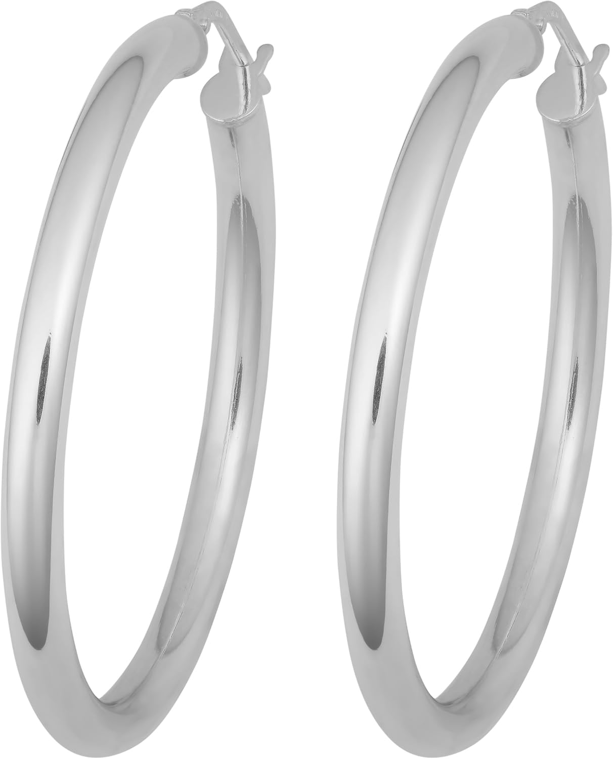 Kooljewelry Sterling Silver 3x30 mm Round High Polish Hoop Earrings