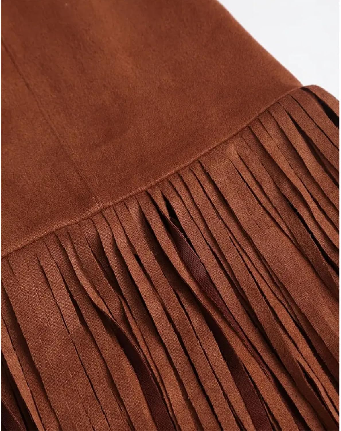 Women's Fringe Suede Skirt Flowy High Waist A-Line Sexy Trendy Boho Asymmetrical Party Western Long Skirt