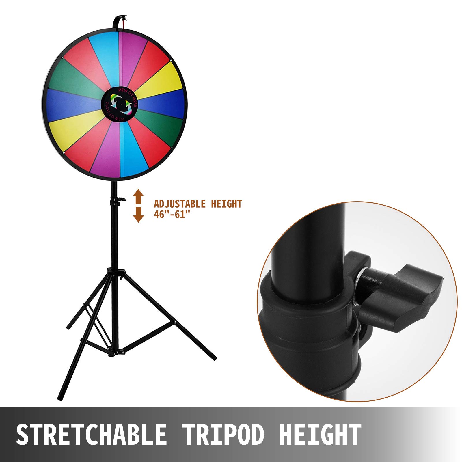Vevor Rad mit Chromatisch, 61 cm, 14 Rollen, 117 bis 155 cm, bunt, Acryl, trocken abwischbar, mit PVC-Schaum, Prize Wheel 4,3 kg Dry Erase Trade