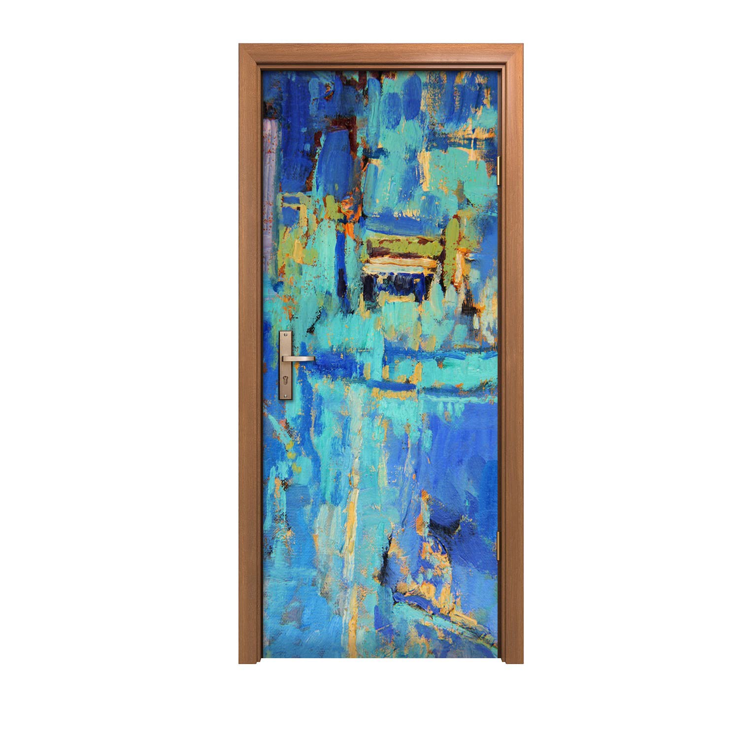 Autocollant de porte pour relooker une entrée facilement Bohomes bleus Coloray