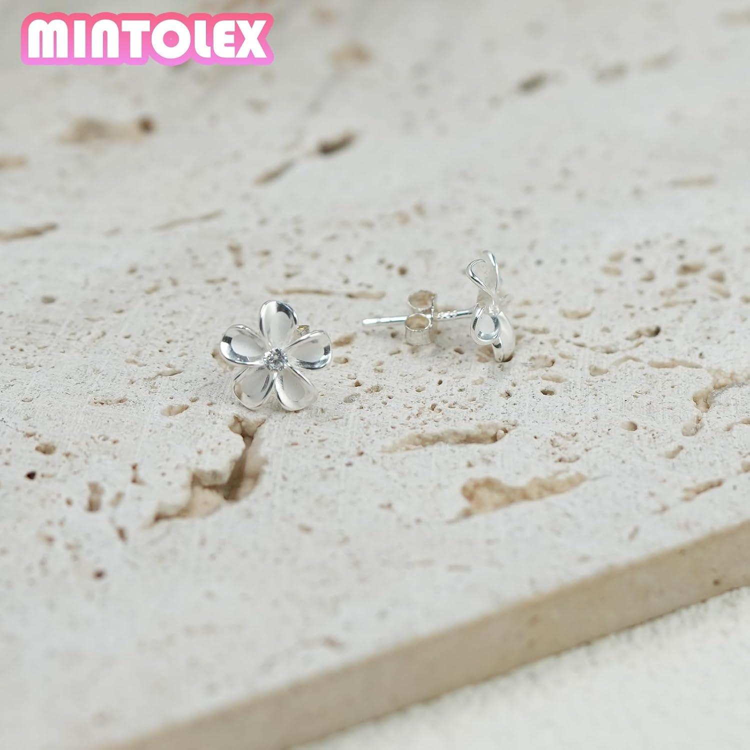925 Sterling Silver Plumeria Flower Stud Earrings for Women Dainty Blossom CZ Flower Earrings Spring Floral Hypoallergenic Minimalist Jewelry Gifts - Image 6