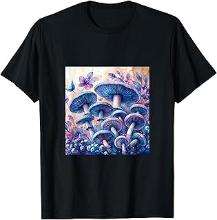 Indigo Milk Cap Mushroom Watercolor Art T-Shirt
