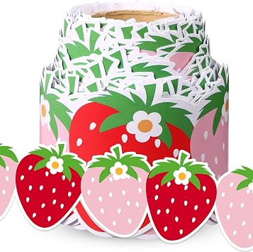 32.8ft Strawberry Bulletin Board Border Red Pink Strawberry Classroom Border Decor Wall Decal for School Wedding Anniversary Party Supply