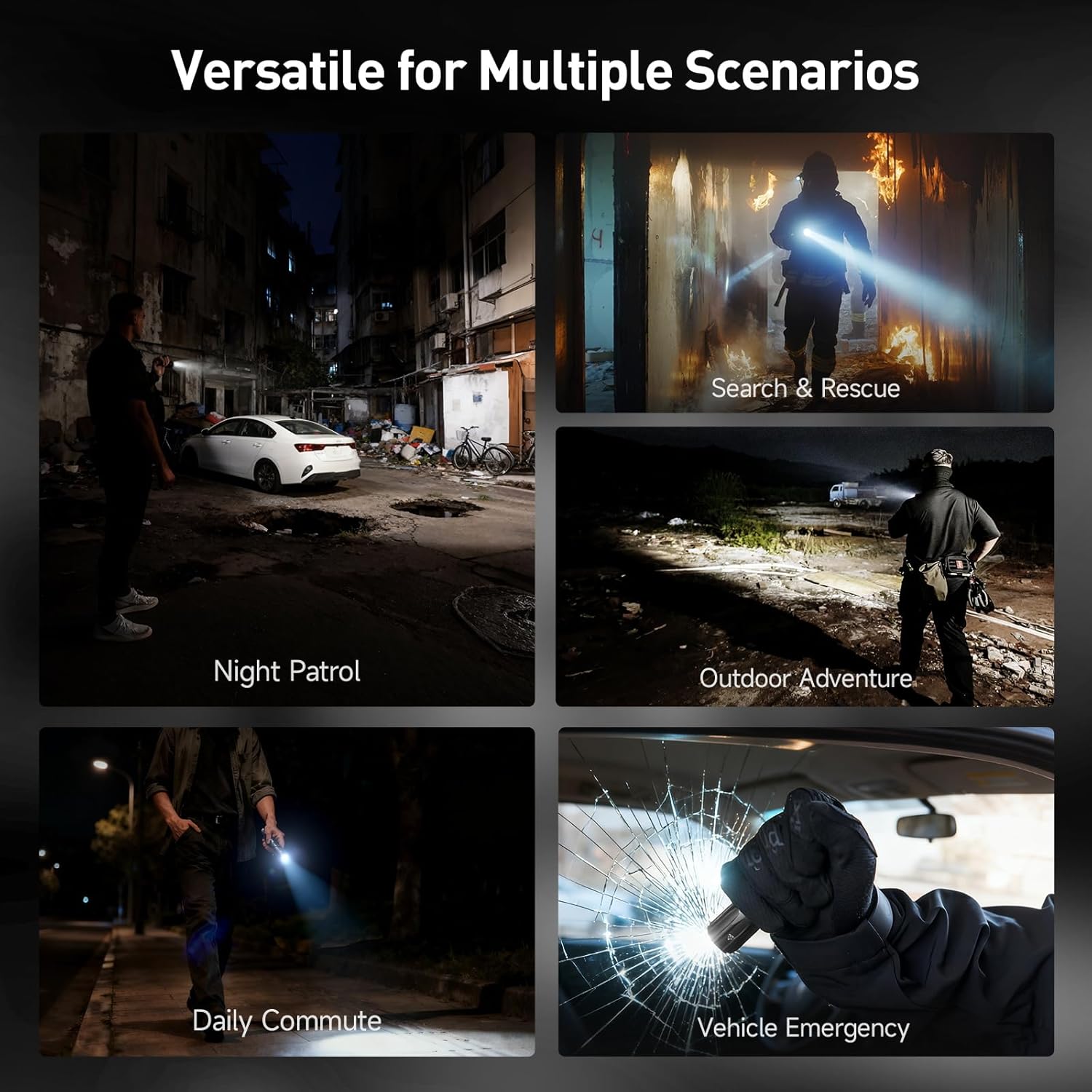 NEXTORCH TA30D Tactical Flashlight 2200 Lumens, Waterproof High Lumens Bright Powerful Pocket EDC Rechargeable Flashlight with 5 Modes & Strobe & Ring for Tactical Emergency Outdoor Night Search