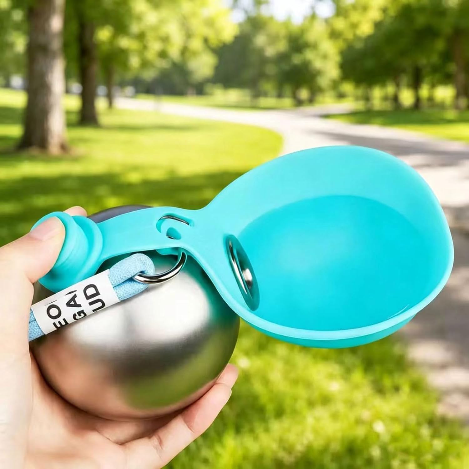 2 in 1 Portable Dog Water Bottle,10oz Stainless Steel Travel Dog Water Dispenser with Bowl，No-Spill Puppy Water Bottle for Pets Outdoor,Walking and Hiking Small,1 Pack Blue.