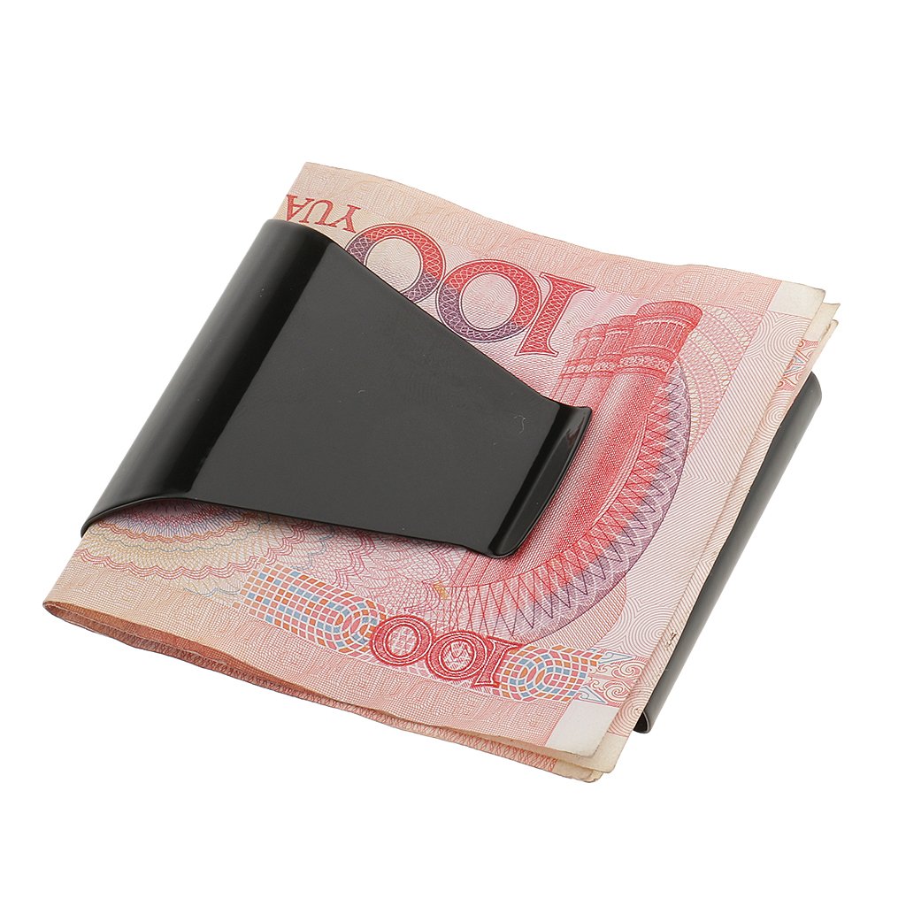 ELBME® Stainless Steel Money Clip Purse Wallet Card Cash Holder Clip 8X5.5Cm Black-image-20