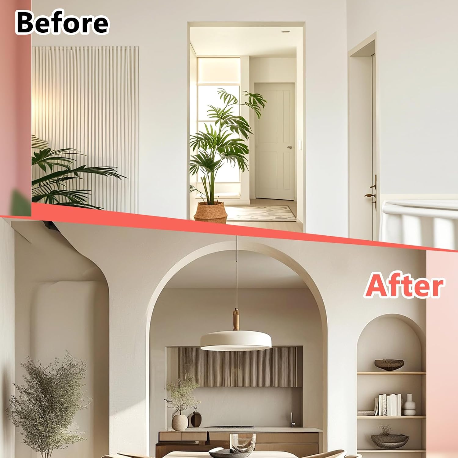 3D Rounded Doorway Arch Kit 9"x 9"x 5" DIY Interior Doorway Precurved Drywall Full Half Circle Top Round Arch Kit for Interior Decoration