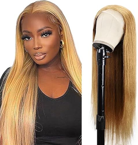 Tuheerst Cheveux Humain 4X4 Lace Human Hair Wig Straight Perruque Femme Blonde G