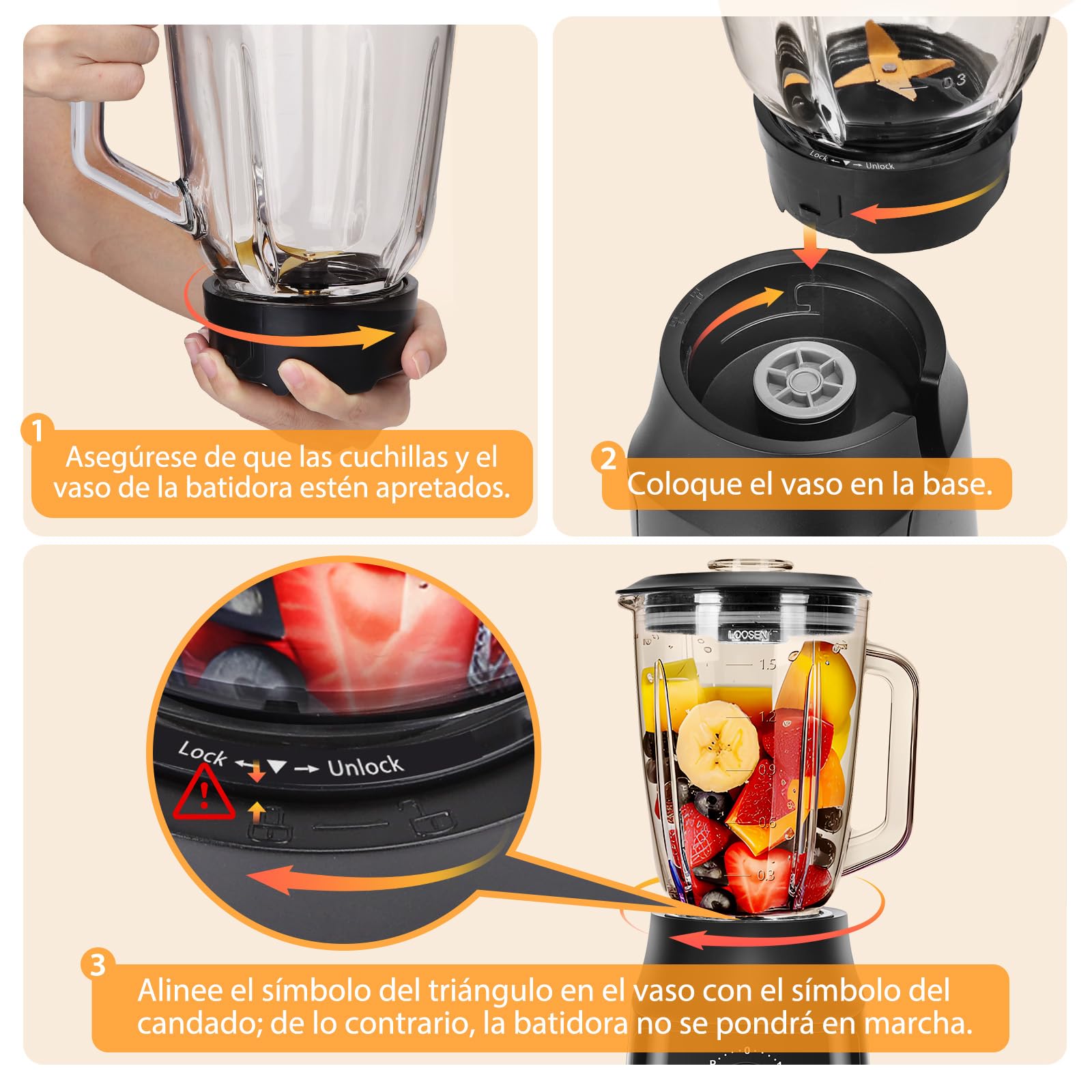 Aigostar Swift - Batidora de Vaso, Capacidad 1.5L, 800W, Tritura Hielo, Licuadora con 4 Cuchillas con Recubrimiento de Titanio, 2 Velocidades + Turbo y Función AutoClean. Libre de BPA