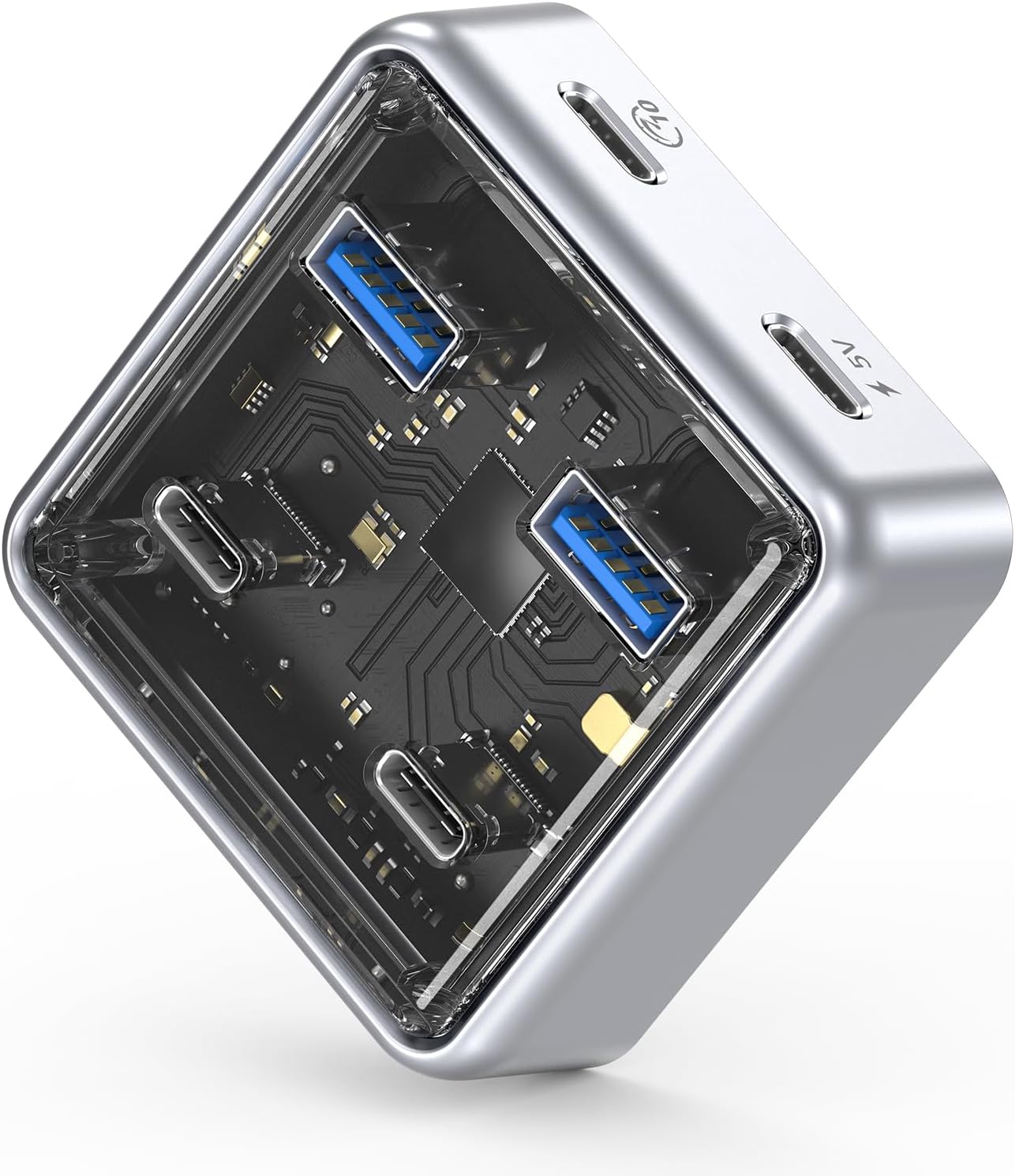 Hub USB 3.2, 4 Porte USB 3.2 Gen2 Hub con 2 Porte Tipo A/C, Adattatore Multiporta in Lega di Zinco da 10Gbps compatibile con MacBook, iMac, Surface Pro, XPS e Disco Rigido - Hub USB