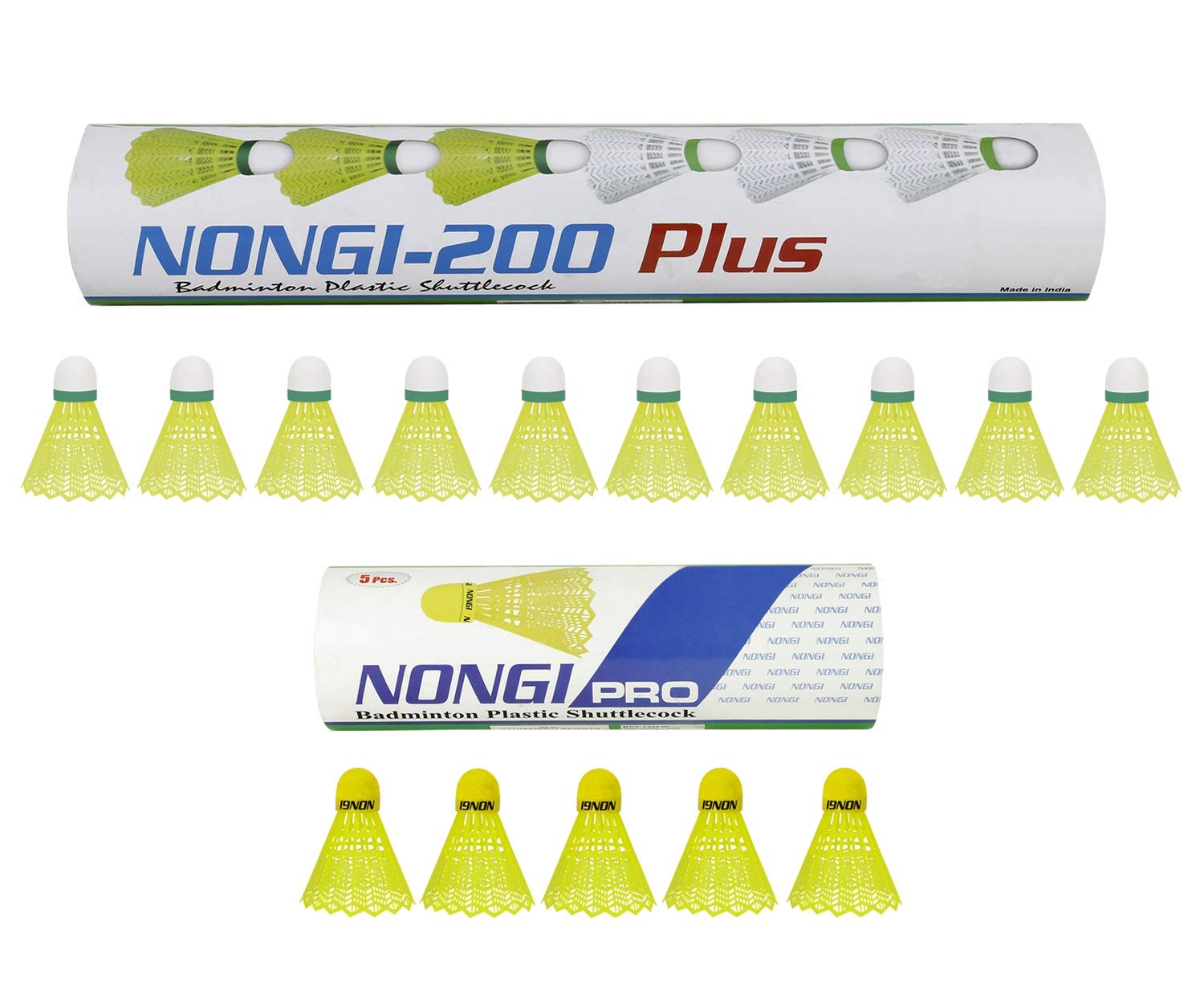 Nongi Pro Combo Pack of 15 Shuttlecocks (5 Yellow Plastic), 200 Plus (10 Yellow Plastic) for Outdoor Indoor Sports (B08FCFJNCF) Amazon Price History, Amazon Price Tracker