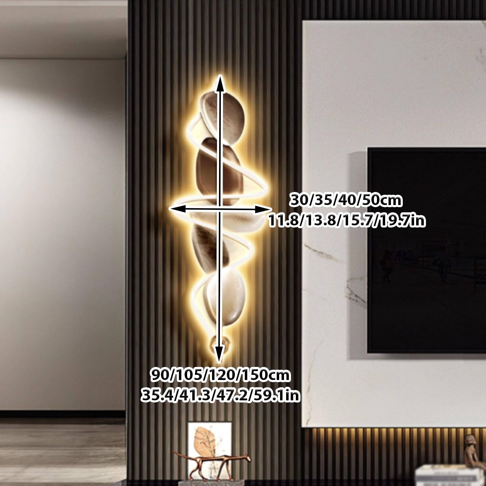 3D-Wanddeko mit LED-Beleuchtung, Moderne Wohndeko Hängende Wanddeko Beleuchtung, 3D-geprägte LED-Dekogemälde, Geeignet für Wohnzimmer, Eingangsbereiche und Flure(A,90 * 30cm/35.4 * 11.8in)