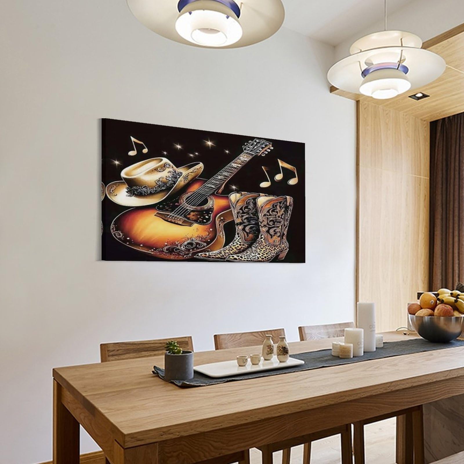 Country musica attrezzatura Pezzo Singolo Stivali da cappello da cowboy e chitarra Quadro Da Parete Arte Per La Decorazione Di Pareti Stile Contemporaneo Per Interni Moderni 20x30inch(50x75cm)