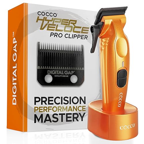 Miniatura 11 de Cocco Hyper Veloce Pro Clipper, Digital Gap Ambassador Graphene Taper Blade Profesional Clipper, Motor BLDC de alto par, totalmente metálico,