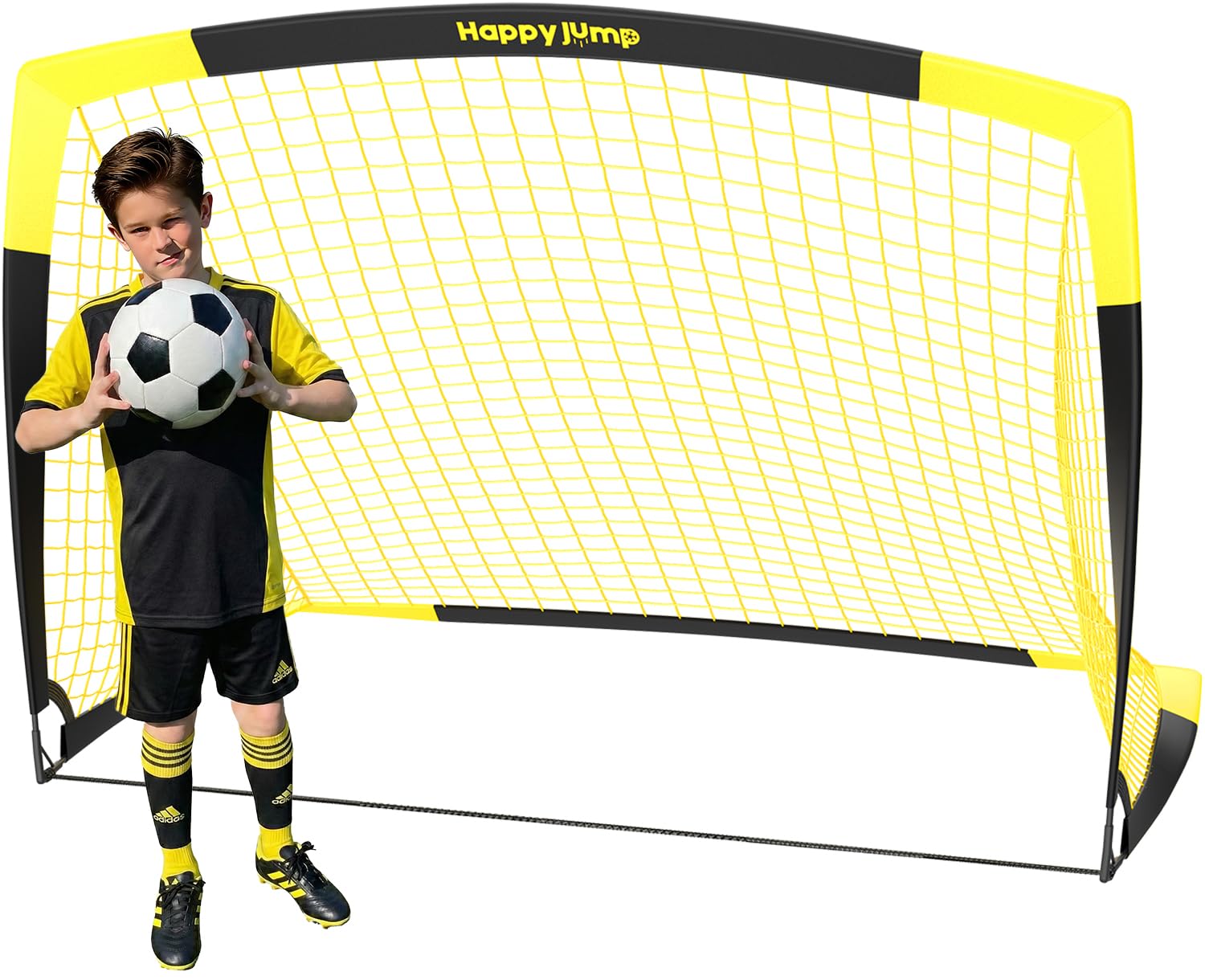 Happy Jump Portable Pop Up Football Goals – Optional Target Sheet, Ball, Pump & Cones | Weatherproof Football Nets – 3x2.2FT, 4x3FT, 5x3.6FT, 7x5FT for Garden & Outdoor Training