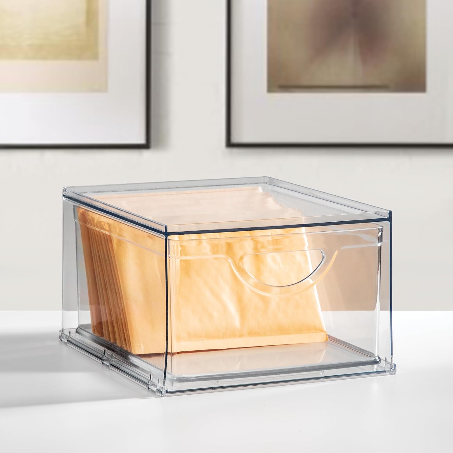 iDesign Stackable Storage Drawer for Fridge, Pantry, or Under Sinks, Set of 4, Clear, Made in USA