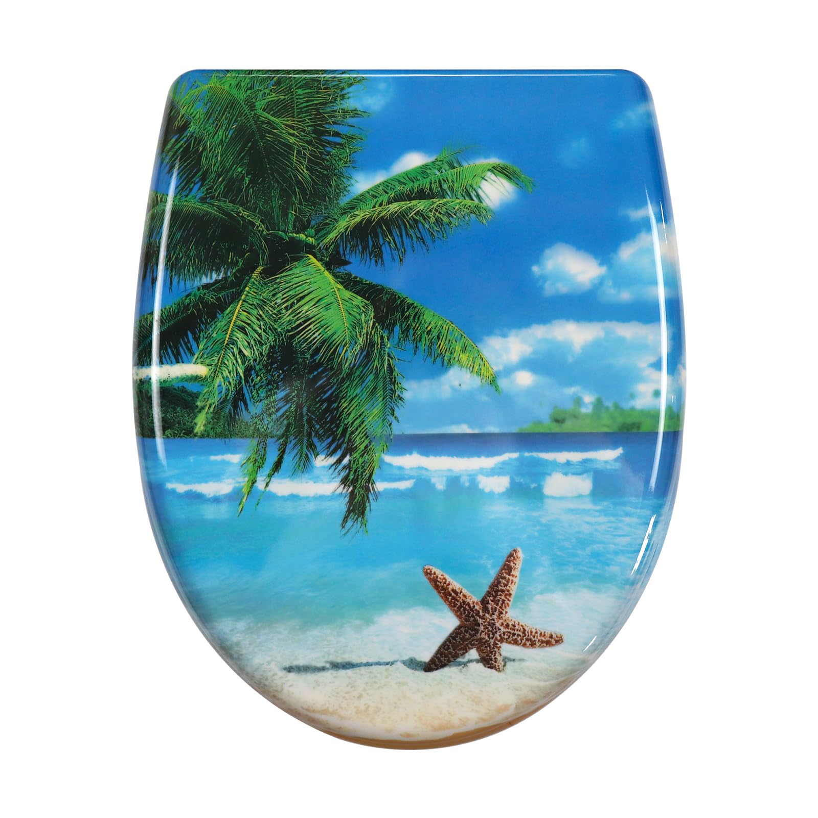 Fanmitrk Duroplast Toilet Seat Soft Close,One Botton Quick Release,Toilet Lid with Top Fixing,Colourful Patterns (812-5)
