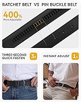 Vista 4 de CHAOREN - Cinturón para hombre - Cinturón de trinquete de cuero de 1 38 pulgadas para pantalones de vestir - Cinturón micro ajustable que se adapta
