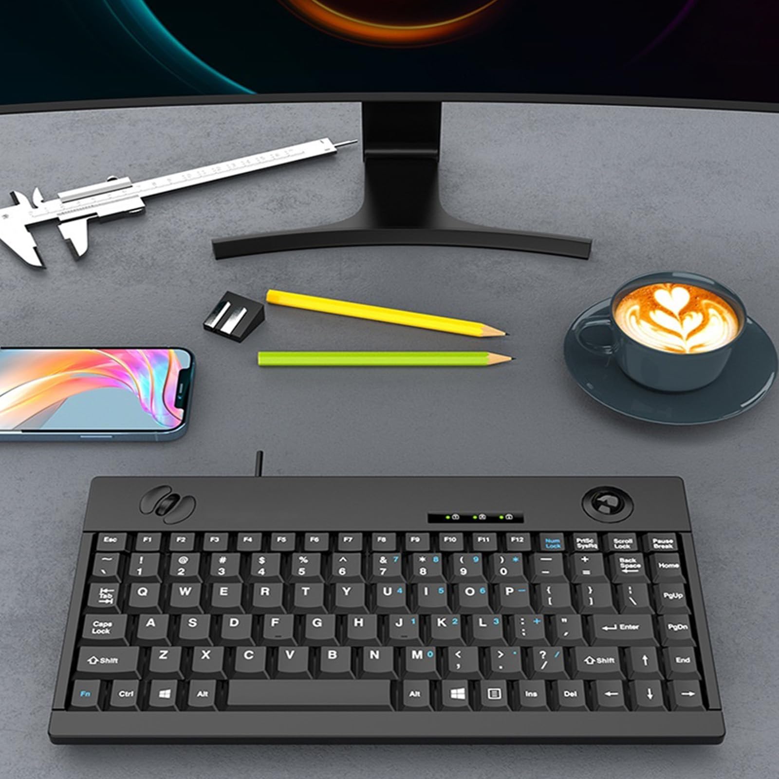 Générique Fils USB industriels Claviers 88 Touches Souris trackball intégrée Conception étanche pour systèmes Claviers USB industriels étanches avec trackball