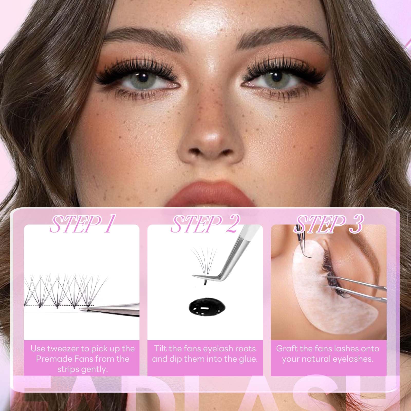 Volumen Ruso 10D 0.07mm C Curl 15mm Prefabricados Extensiones de Pestañas Volume Lashes Extension Ruso Pestañas — view 168