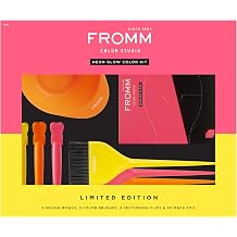 Fromm Color Studio Professional Hair Dye Coloring Kit for Hair Stylist in Neon Glow, 10-piece set - Includes Foils, Bowls, Brushes and Clips