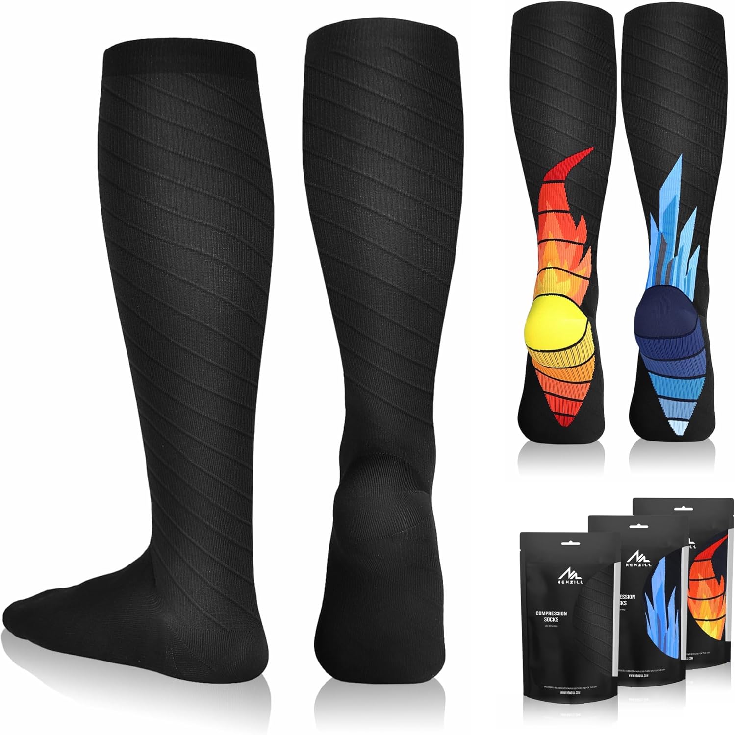 NEWZILL Medical Compression Socks for Women & Men Circulation 20-30 mmHg, Best Support for Running Athletic Cycling Nursing Travel Work and Fitness