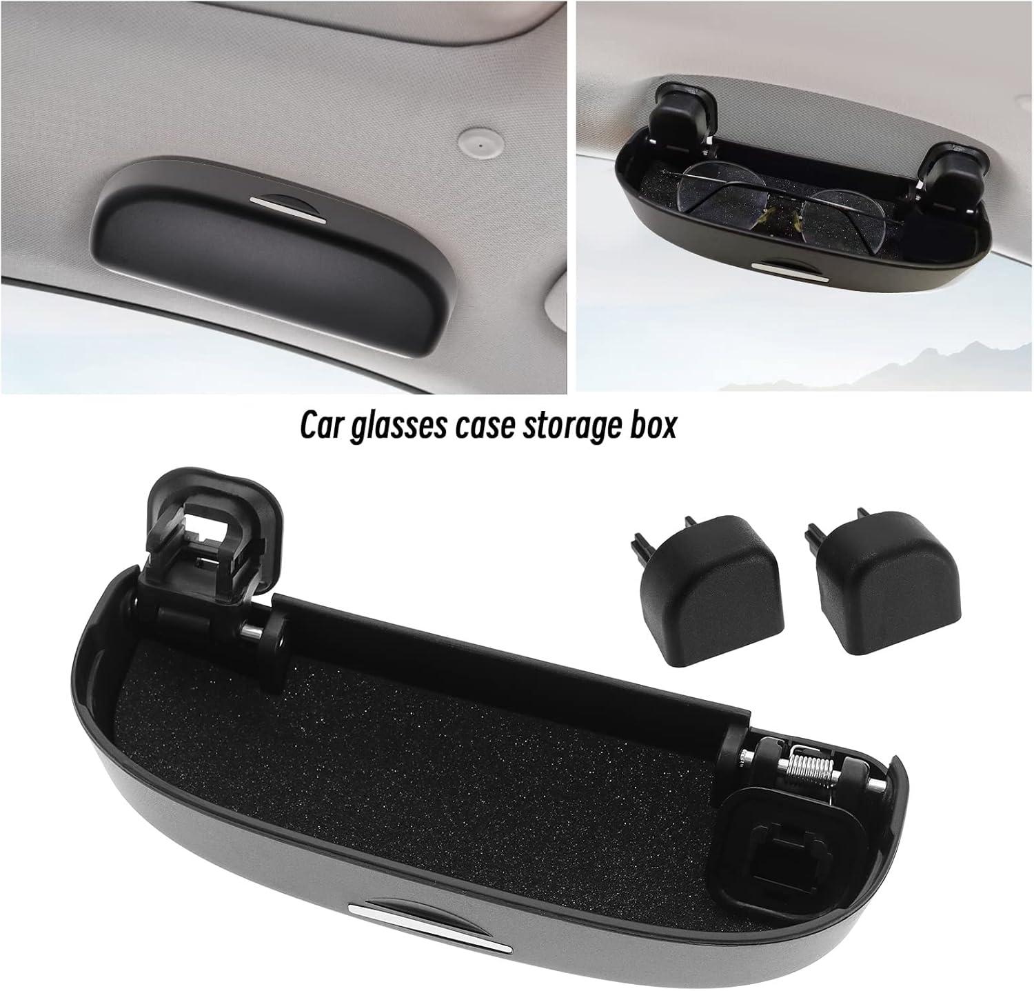 SING F LTD Sunglasses Case with Installation Tools Compatible with Toyota CHR, Corolla, RAV4, Yaris, Camry Car Sunglasses Storage Box Organizer Interior Accessories Black