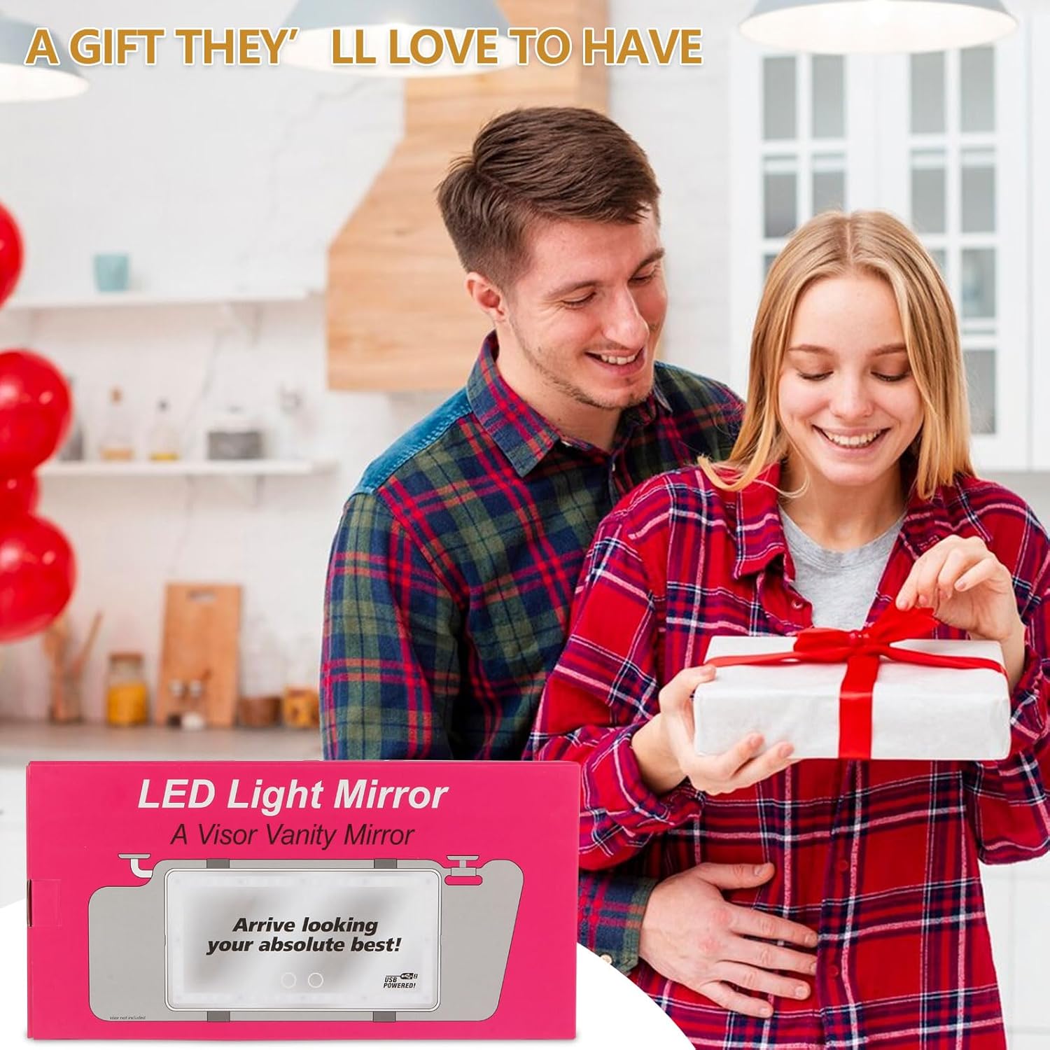 2 Pack Rechargeable LED Car Visor Mirror with Light - 3 Color Modes, Dimmable Touch Control, Passenger Car Accessories Interior for Women, Sun Visor Vanity Mirror with Lights (White)