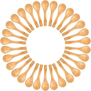 Small Wooden Spoons 50 PCS Mini Wooden Spoons for Body Scrubs/Sugar Scrubs/Spices/Ice Cream/Bath Salts, 3.93inch Little Wooden Spoon
