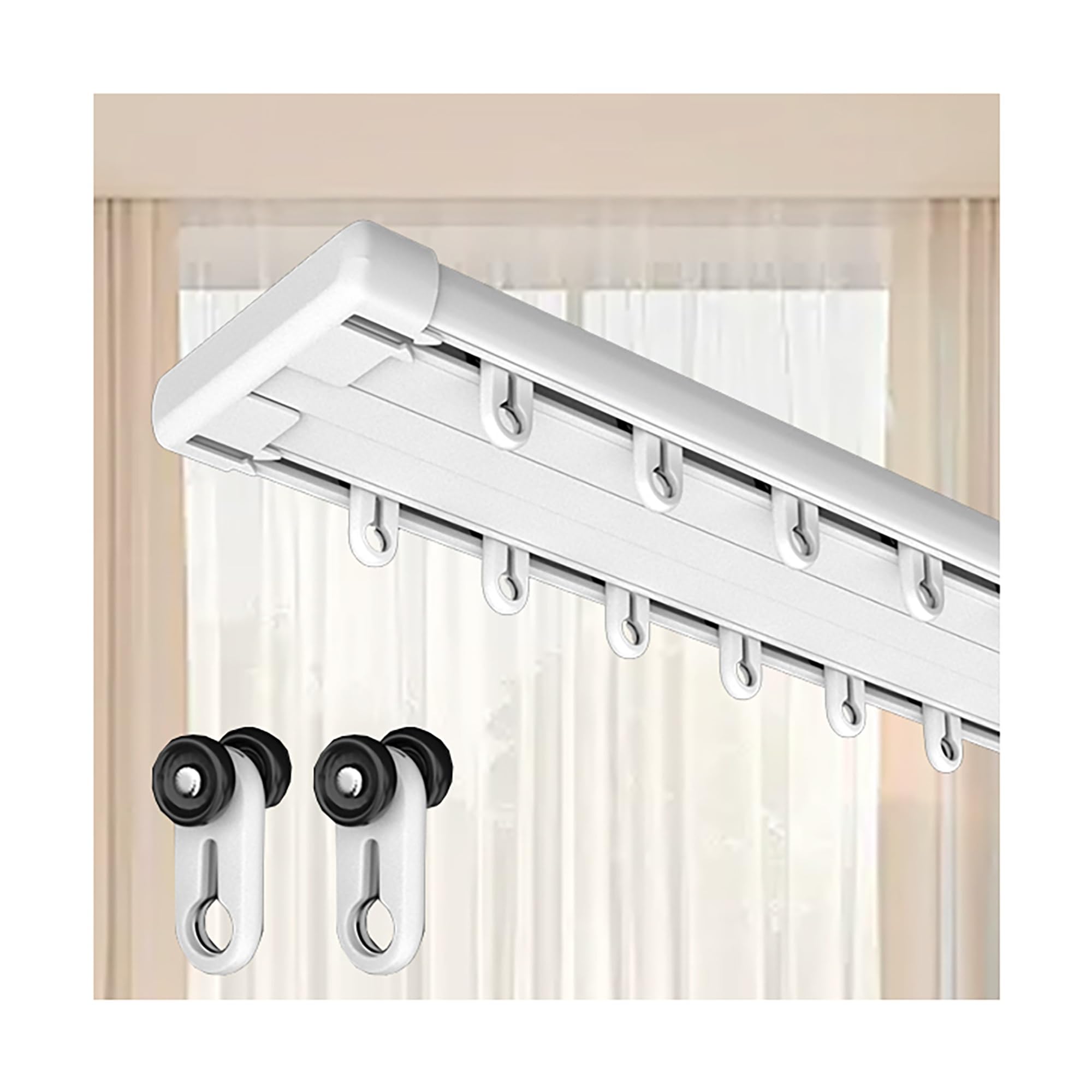Rail de rideau coulissant double en aluminium de 5.7m pour un montage au plafond de salon