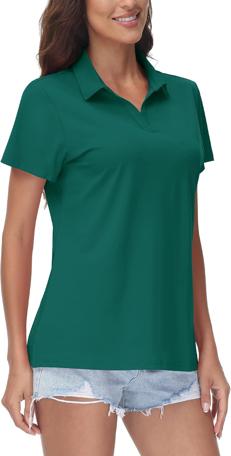 TACVASEN Women's V-Neck Polo Shirts UPF 50+ Short Sleeve Sun Protection Quick Dry Golf Polos Collared Shirt - Image 8