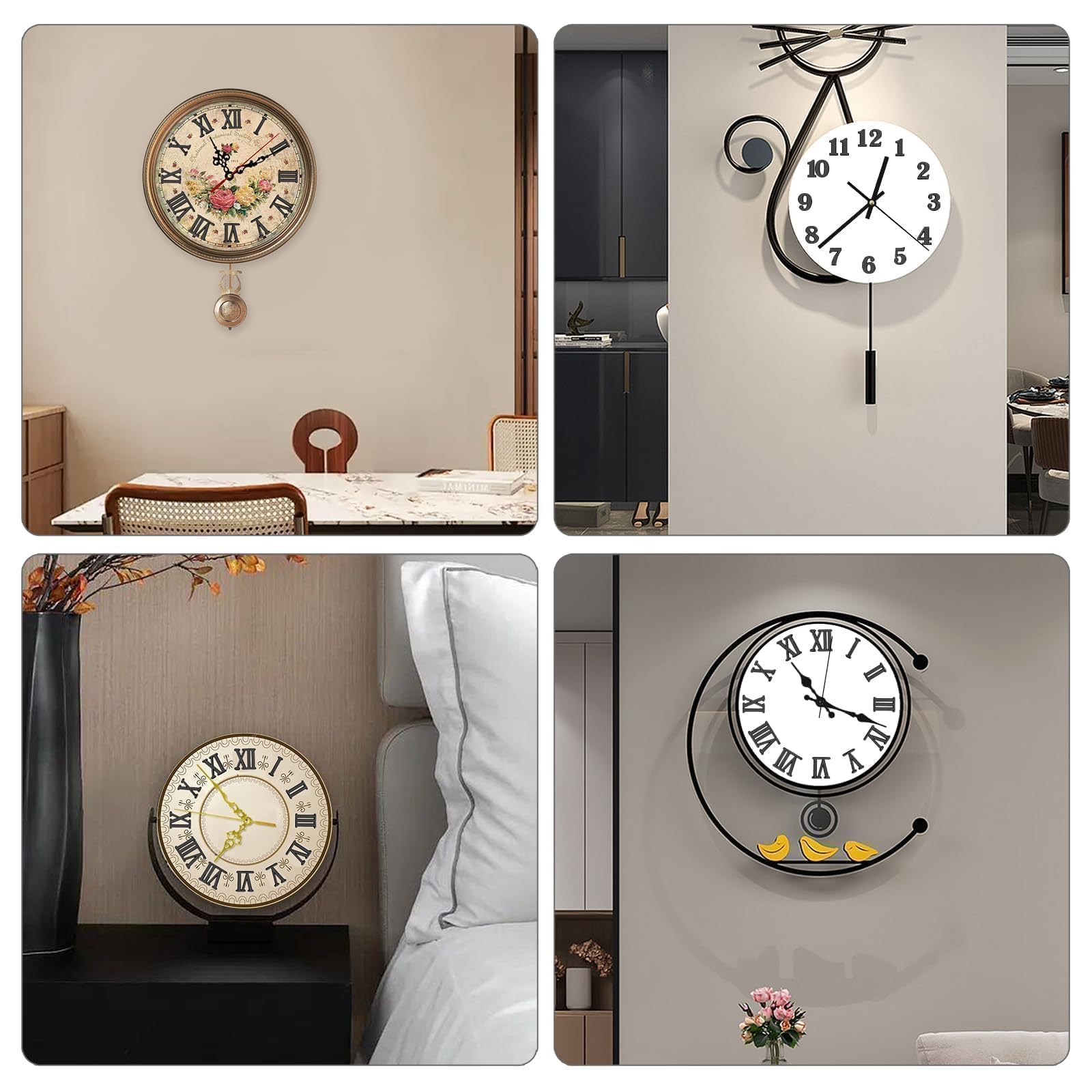 EEEKit Meccanismo Orologio a Pendolo, Meccanismi per Orologi, 2 PCS Movimento Orologio da Parete al Quarzo con 5 Lancette per Riparazione