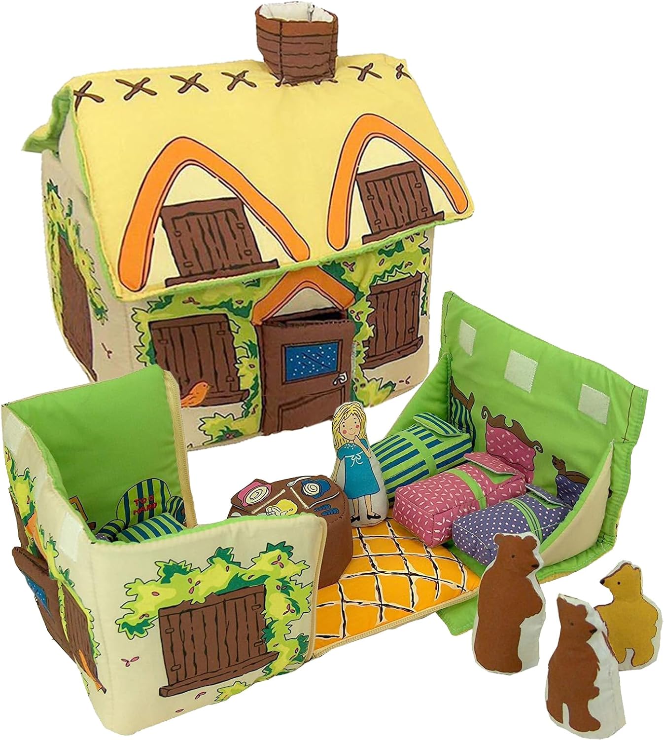 Pockets of Learning Goldilocks and The Three Bears Fabric Interactive Pretend Soft Play Activity Set