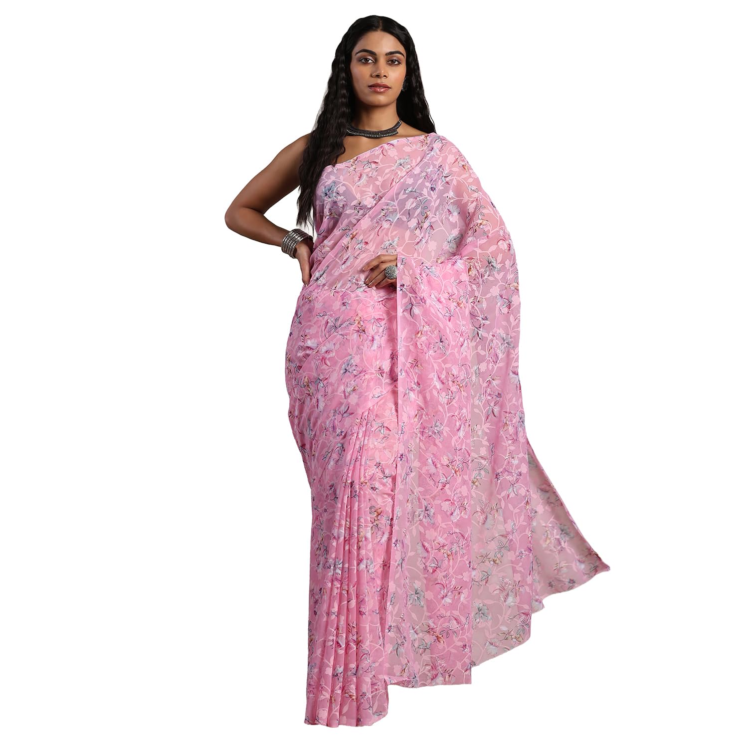 garden vareli Summer Roganza Viscose Brasso Floral Print Saree-picture-36