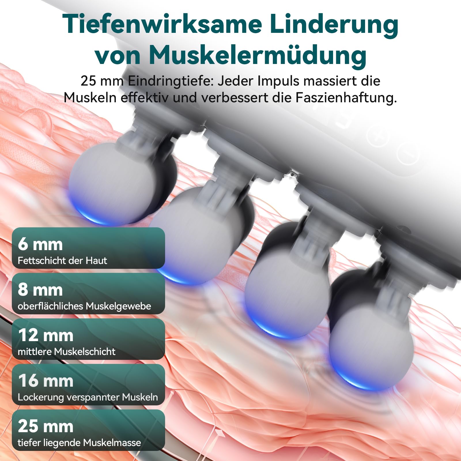 8/16-Kopf-Massagegerät mit Rotlicht zur Linderung von Muskelverspannungen und Müdigkeit,Tiefenmassagepistole für die Muskulatur, 9 Geschwindigkeiten und 9 Modi für Training und täglichen Gebrauch