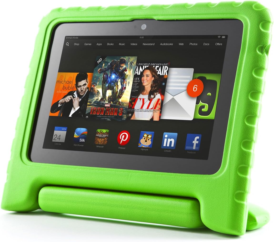i-Blason ArmorBox KIDO Series for Amazon Kindle Fire HDX 7 Inch Tablet [Not Compatible with Kindle Fire HD 7] Light Weight Super Protection Convertiable Stand Cover Case Kids Friendly (Green)