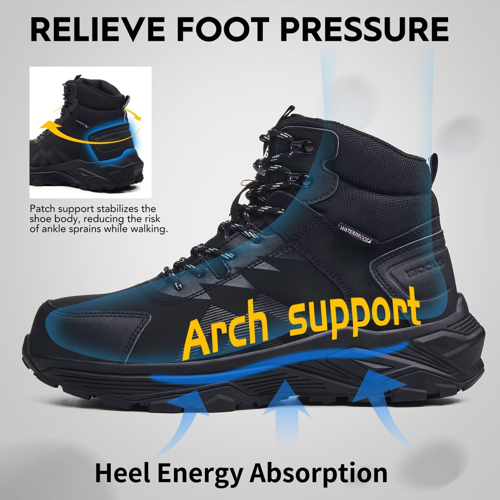Botas de Seguridad para Hombre S3 Impermeable Zapatos de Seguridad Mujer Altos ESD Ligeros Botas de Trabajo Antiestático