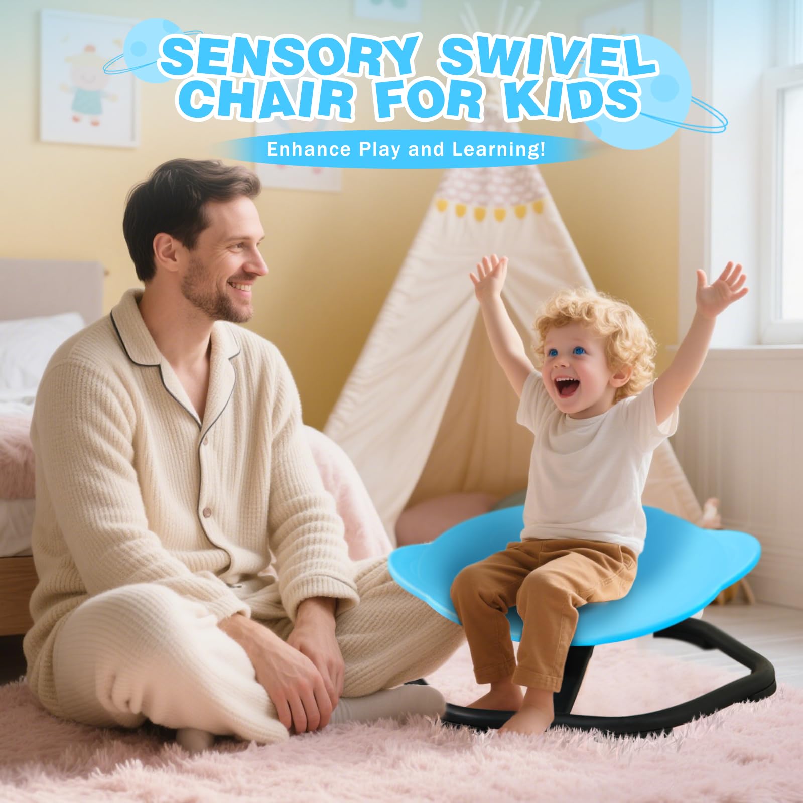 Silla Giratoria para niños,Silla Giratoria Sensorial con Autismo,Asiento Giratorio de 360°,Coordinación y Equilibrio Físico,Silla de Equilibrio,Base Metálica Antideslizante