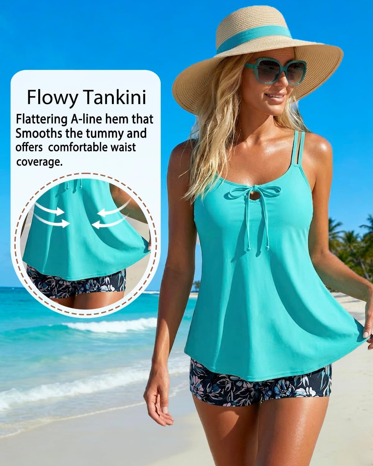 Daci Women’s Tankini Swimsuits - 2 Piece Tummy Control Bathing Suit Modest Flowy Swimwear with Boy Shorts 2026 - Image 4
