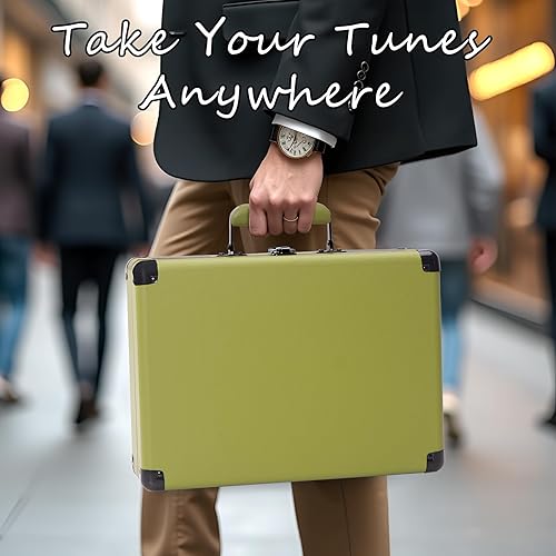 Miniatura 10 de Tocadiscos con altavoces, reproductor de discos de vinilo Bluetooth con grabación, reproductor LP portátil de maleta de 3 velocidades, tocadiscos de