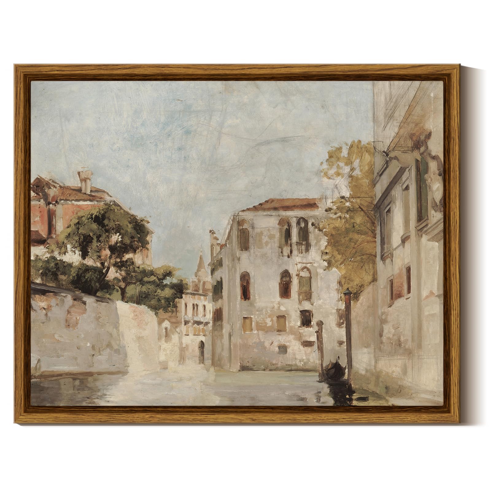 InSimSea Framed Canvas Wall Art for Living Room Classical Cityscape Vintage Wall Decoration View of Venice Canvas Print Bathroom Pictures Farmhouse Wall Decor Office Home Rustic Decor 8x10in
