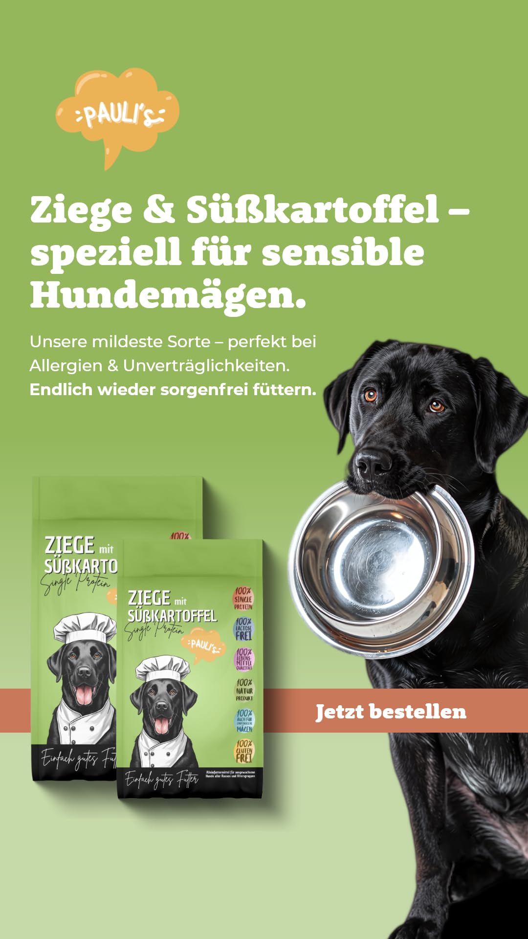 PAULI's Trockenfutter Die Lsung Ziege & Skartoffel fr Hunde|  Naturprodukt, Single Protein| hoch vertrglich| speziell bei  Allergien/Unvertrglichkeiten| Getreidefrei| 1x 5Kg : Amazon.de: Haustier