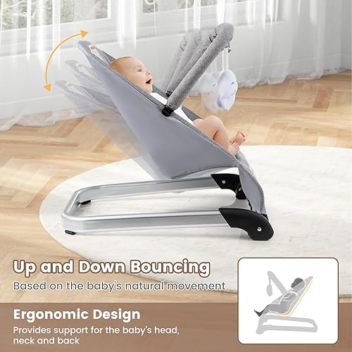 Miniatura 2 de BABY JOY Gorila para bebé, asiento plegable para bebé con arnés de seguridad de 5 puntos, funda de tela extraíble y 3 colgantes de felpa, gorila