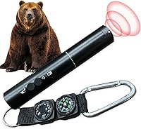 Vista 1 de Bocina de aire electrónica de 120 dB con luz, brújula y termómetro, cuerno de oso para asustar a los osos, autodefensa para senderismo, carga USB
