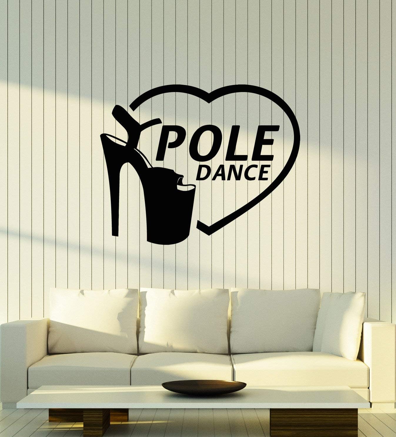 WallStickers4ever Vinyl Wall Decal Heel Shoes Striptease Pole Dance Love Night Club Stickers Mural Large Decor (g3095) Black