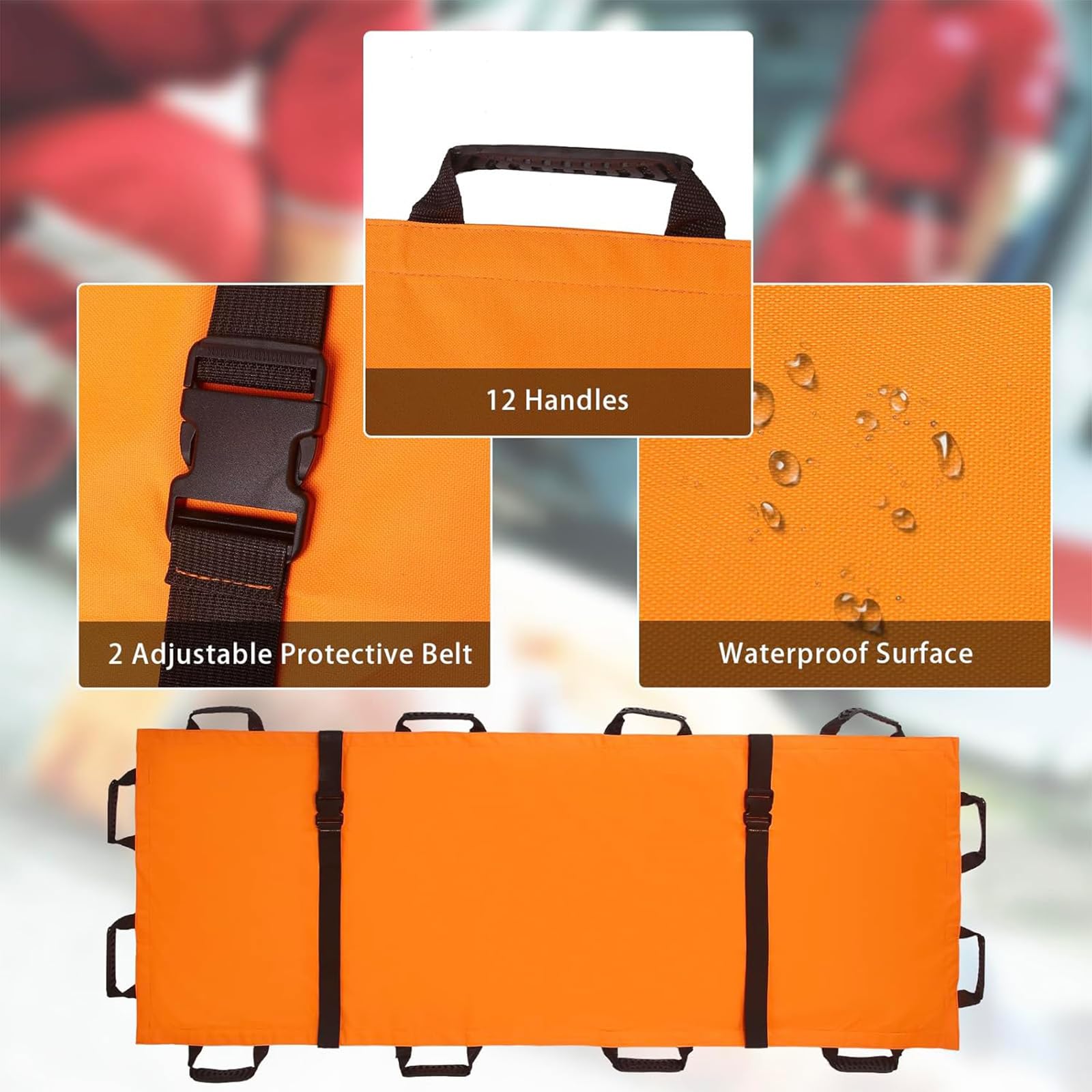 Générique CivièRe Portable Pliable Brancard Portable Pliable avec 12 PoignéEs en Mousse De Caoutchouc Urgence MéDicale Brancard LéGer pour Le Transport De Patients Et d'animaux
