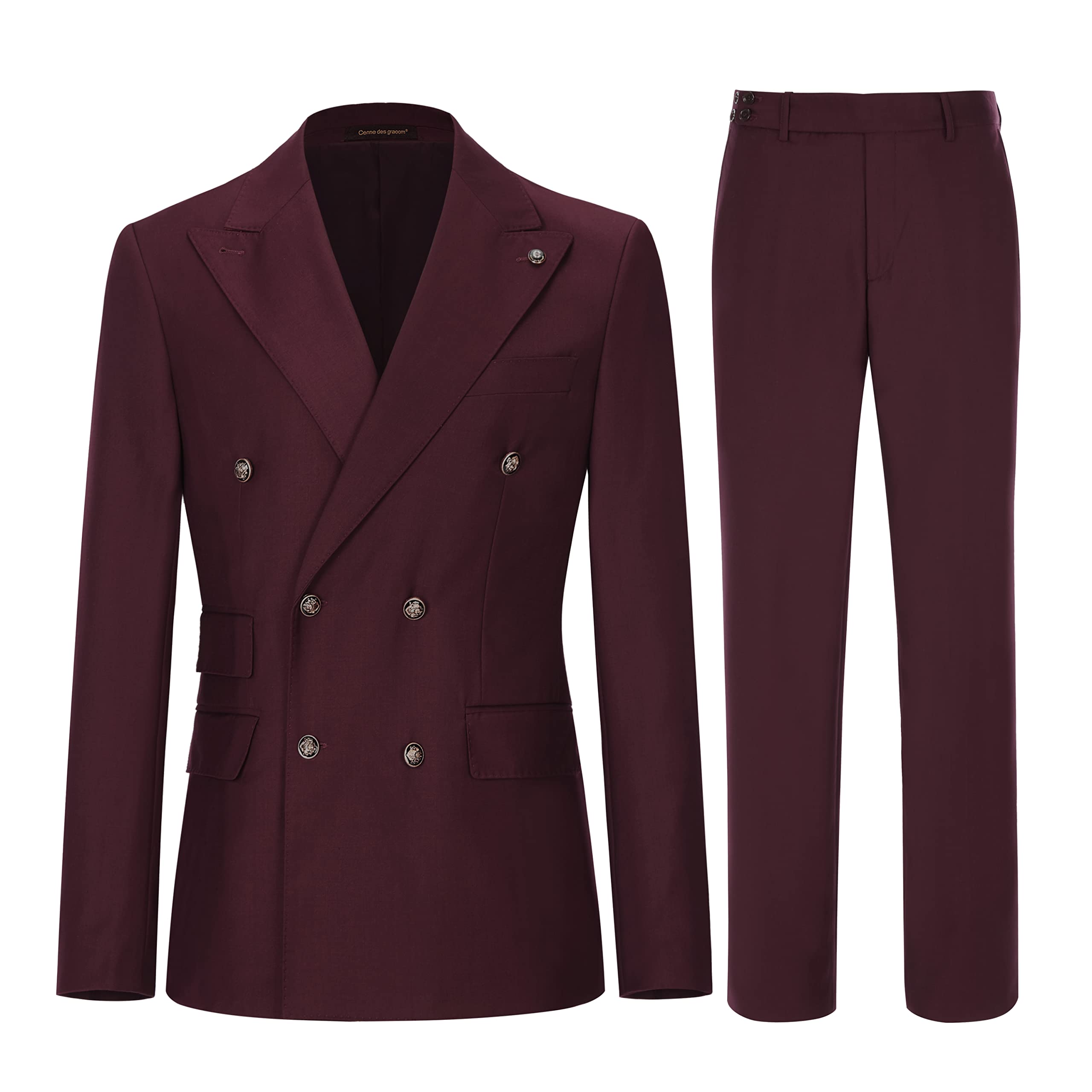 Men's Slim Fit 2 Piece Suit Double Breasted Business Wedding Prom Tuxedo Suits Blazer & Pants Set…