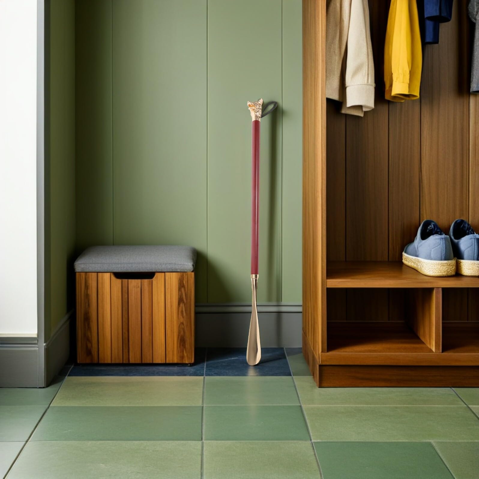 Calzascarpe lungo 56cm in Lega di Zinco e Legno, Robusto